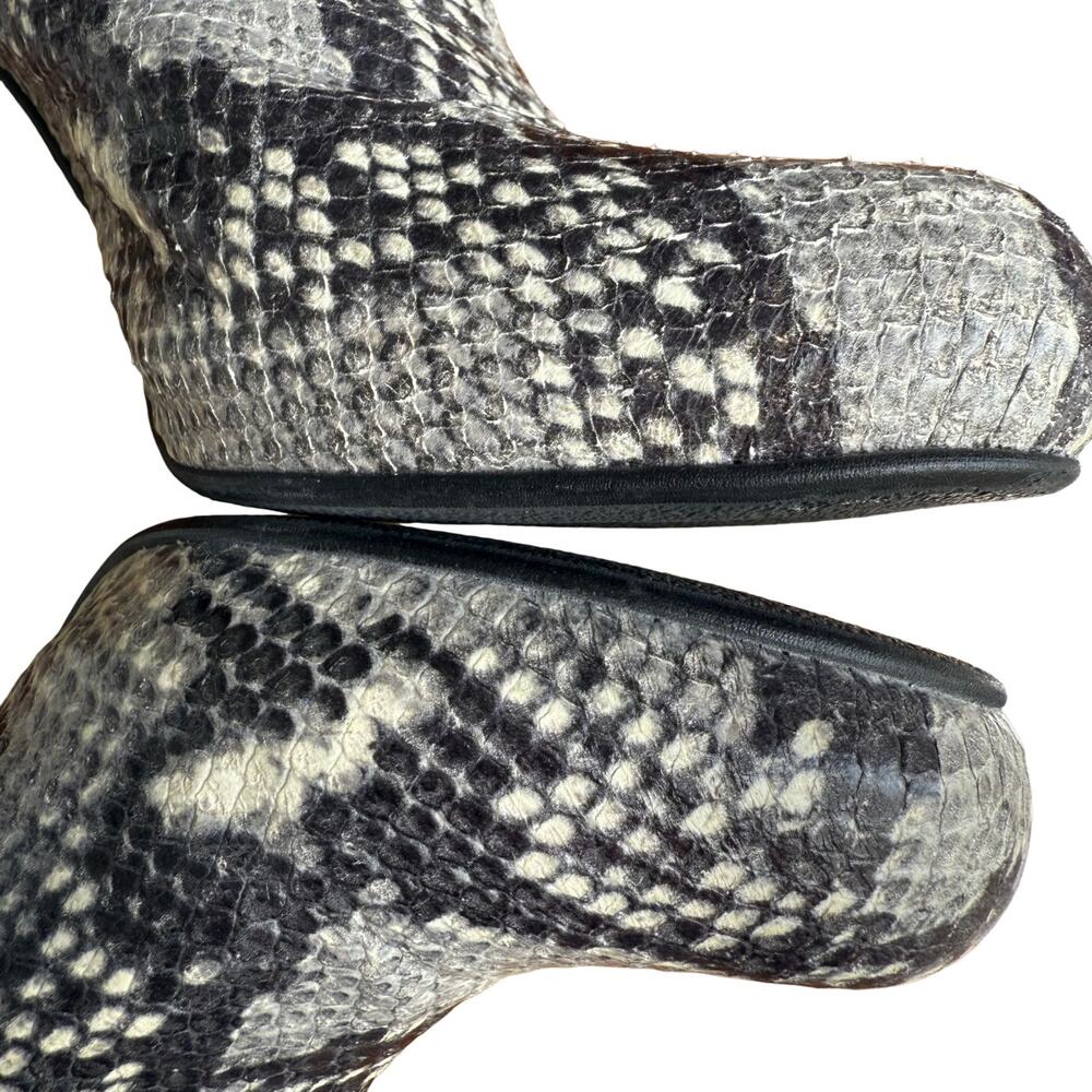 Shellys Snake Print Leather Clogs US 7.5 Chunky Block Heel Mob Wife 70s Vibe SEE - Picture 11 of 14